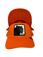 Goorin Bros Black Panther Orange Animal Farm Trucker Baseball Snapback Hat Cap